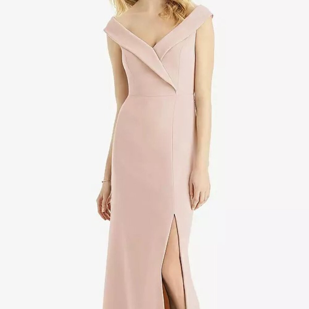 Bella Bridesmaids Full Length Crepe Off Shoulder Dress 6 Sample